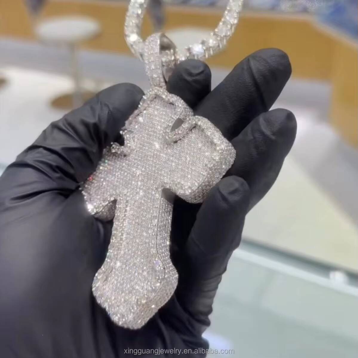 New Design Hiphop Diamond Cross Pendant Real 925 Silver CRA VVS Moissanite Custom Pendant Fine Jewelry Pendant for Men Women