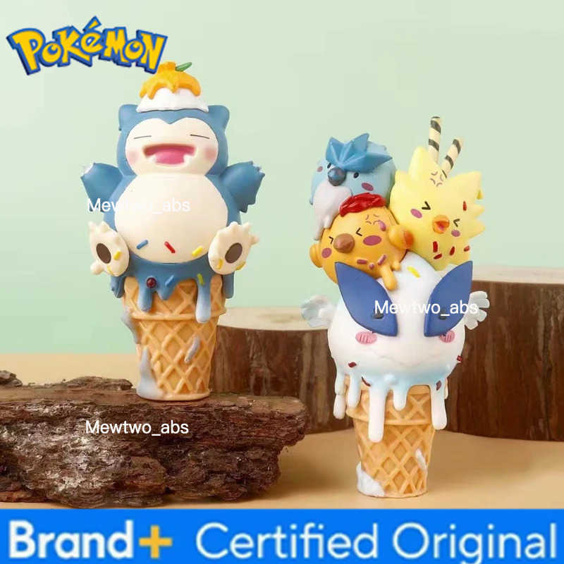 Pokemon Anime cartoon Pokmon Ice Series Hand Figure Cone Pikachu Doll Model Psyduck Desktop Ornament CHIldrens Toy Gifts W251224