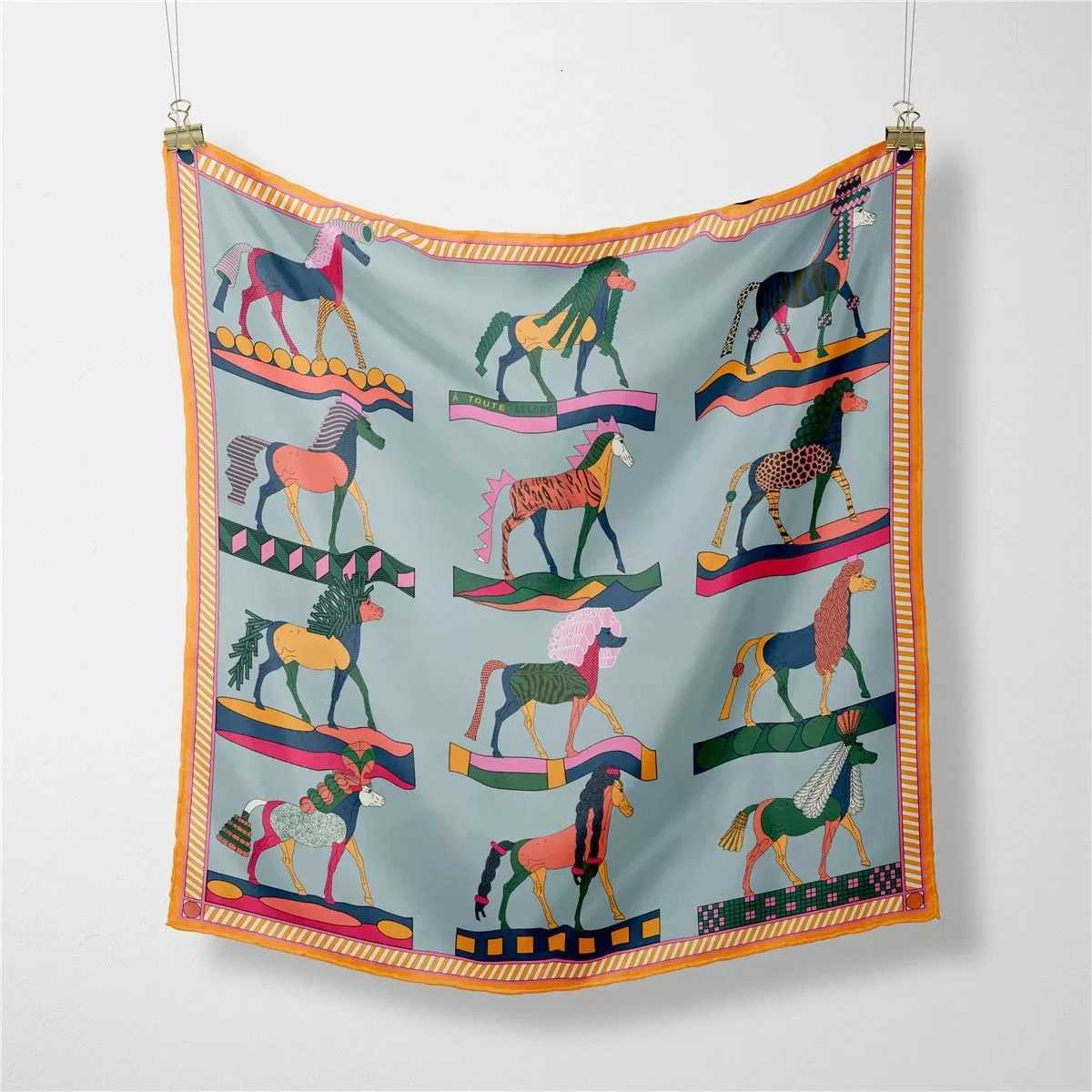 2025 Horse Printed Headband Scarf Women Fashion 53CM Twill Silk Hijabs Neckerchief Decorative Square Scarves Y251224