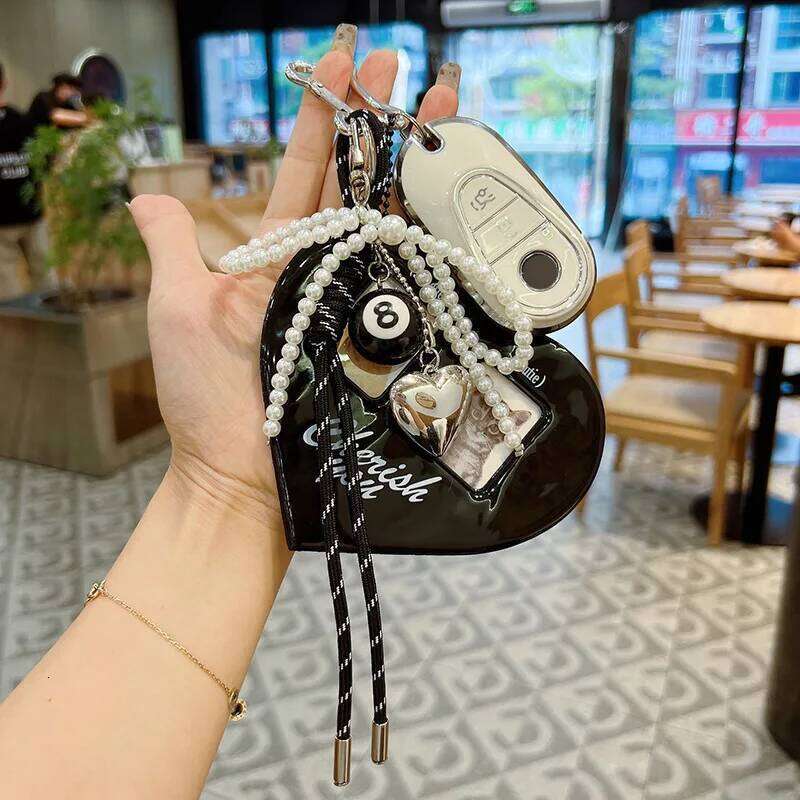 Korean Fashion Red Heart Album Vintage Charms ID Photo Keychains PVC Card Set Bags Pendant Keychain Y2K X251224