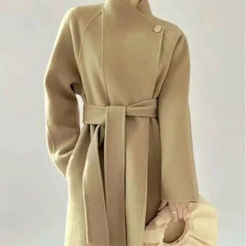 2025 Korean Sle Double-Faced Camere Long Coat Womens Loose Medium-Length Woolen Coat Autumn Winter New Arrival FaionT251224