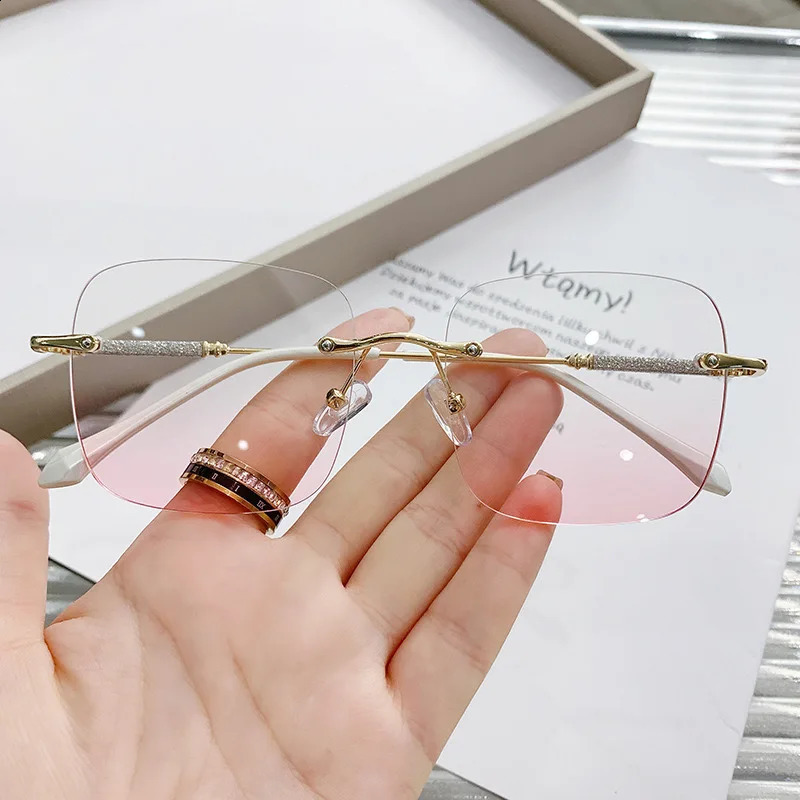 Rimless glasses without makeup pure desire large frame blush glasses flat glasses 251223