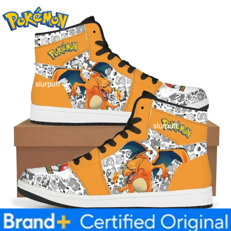 Pokemon Cartoon Pikachu Sneakers for Man Women PU High Top Sneakers Fashion Leather Casual Street Shoes Basketball Sports Shoes Gifts W251224