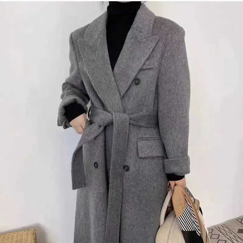 Fashion Double-Sided Wool Coat Womens Autumn And Winter New Style Suit Collar High-End Mid Length JacketT251224