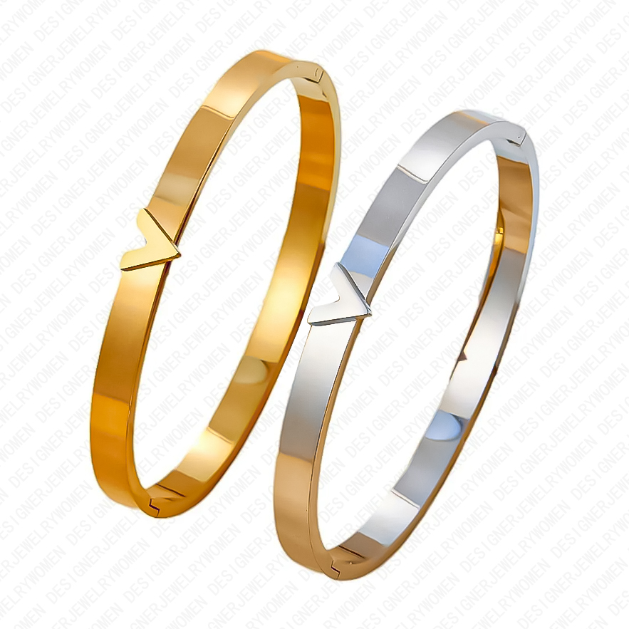 Designer Bracelet for Women V Shape Bangle Clasp Bangles Luxury Jewlery Designer for Women Fashion Elegant Timeless Gift