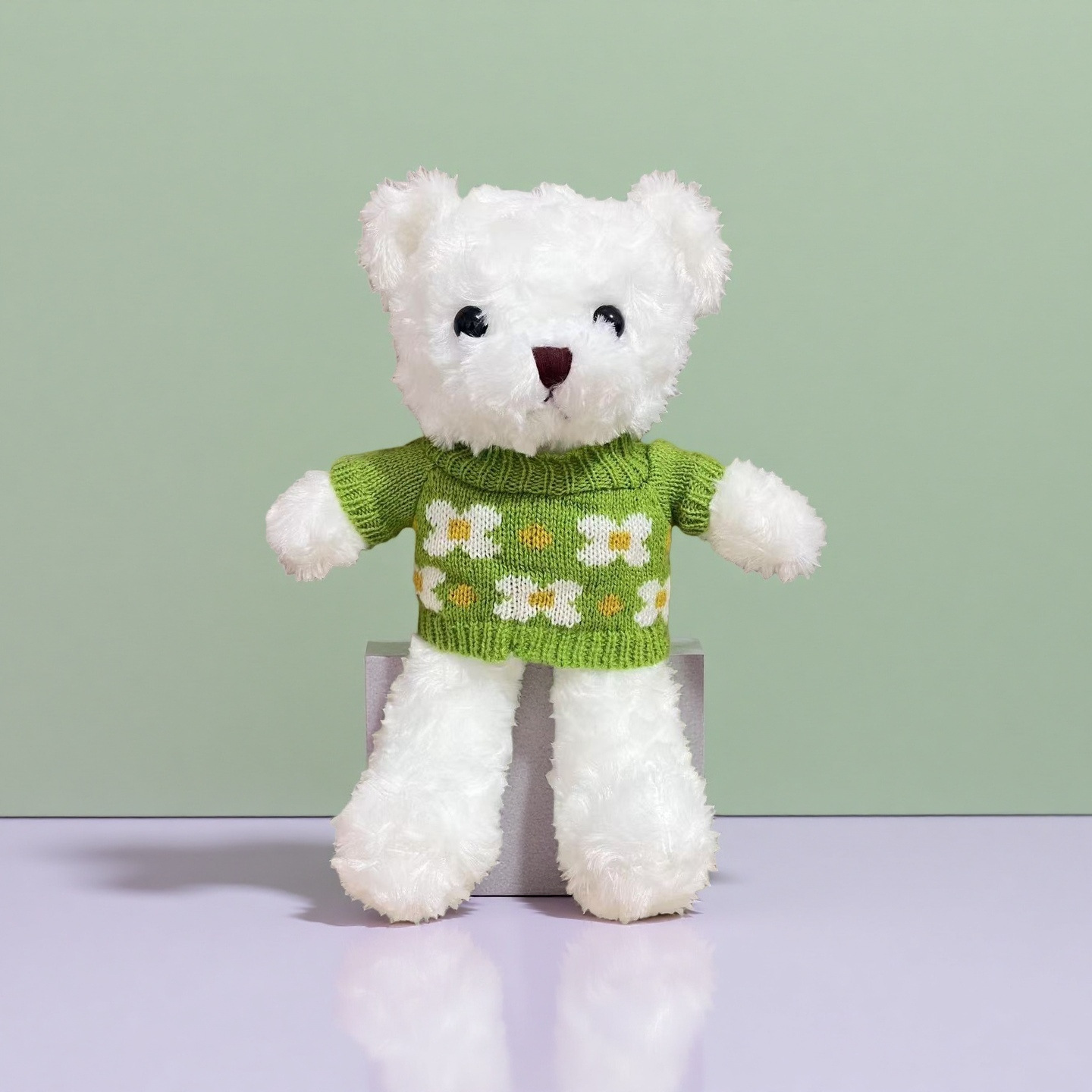 30 CM Viral Teddy Bear Bouquet Gift, Knit Sweater Plush Toy Valentine's Day, Cuddly Stuffed Animal for Hugging & Decoration W260306