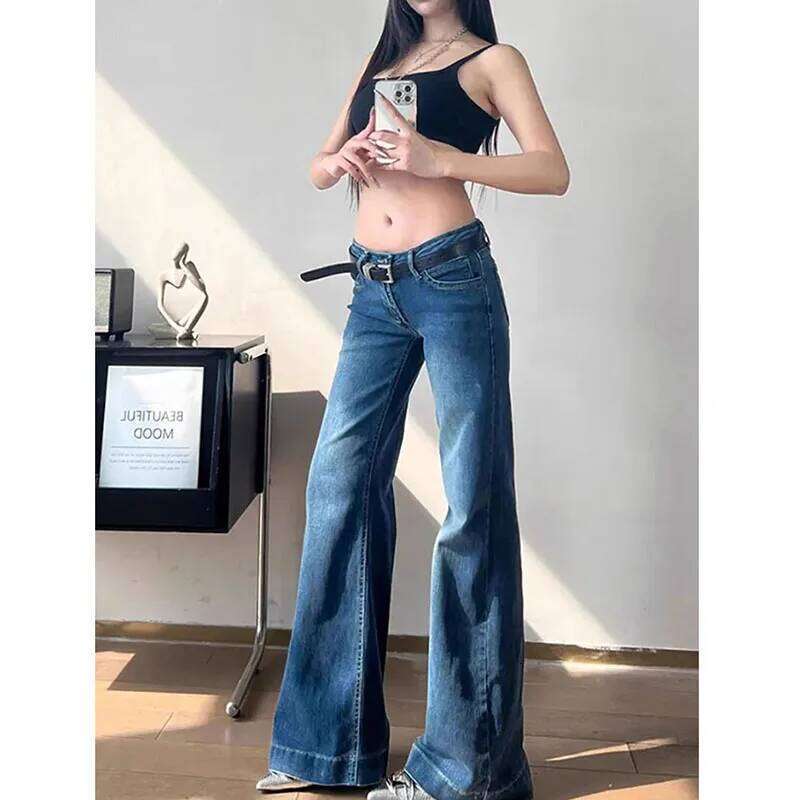 Lucyever Y2K Streetwear Low-Waisted Jeans Women Korean Fashion Slimming Denim Flares Pants Spring Summer Sexy Wide Leg Trousers X251224