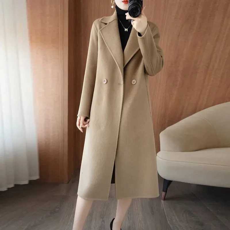 100 Pure Wool Double Sided Cashmere Jacket Women Outer Wear Loose l Professional Coat New Autumn Winter Woolen Windbreaker CoatT251224