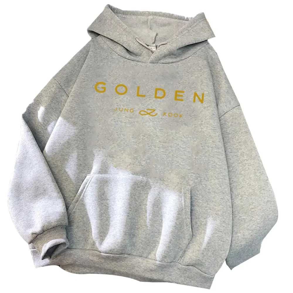 Korean Popular Jungkook Kpop Mens Hoodie Fall Winter Warm Mens Sweatshirt Gold Letter Print Mens SweatshirtT251224 - view 3