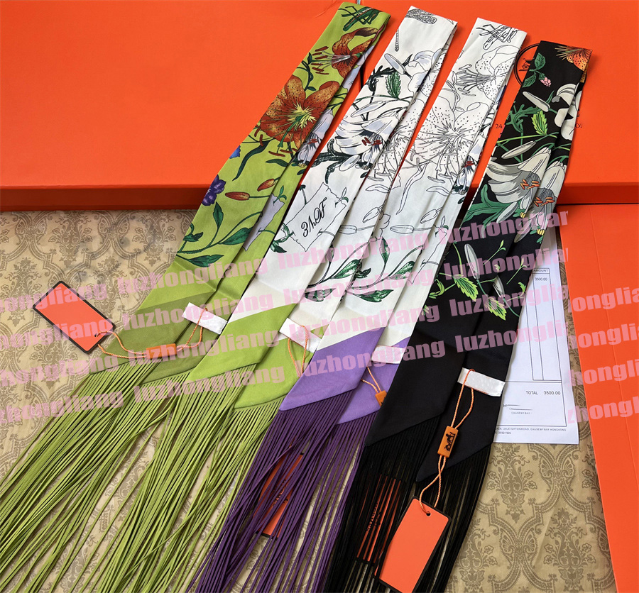 50 colors New Luxury Designers Design womens Scarves Silk Hair Scarf Headscarf cravat Bag decoration Fashion Accessories Tassel bag strap 130*5 88888888888