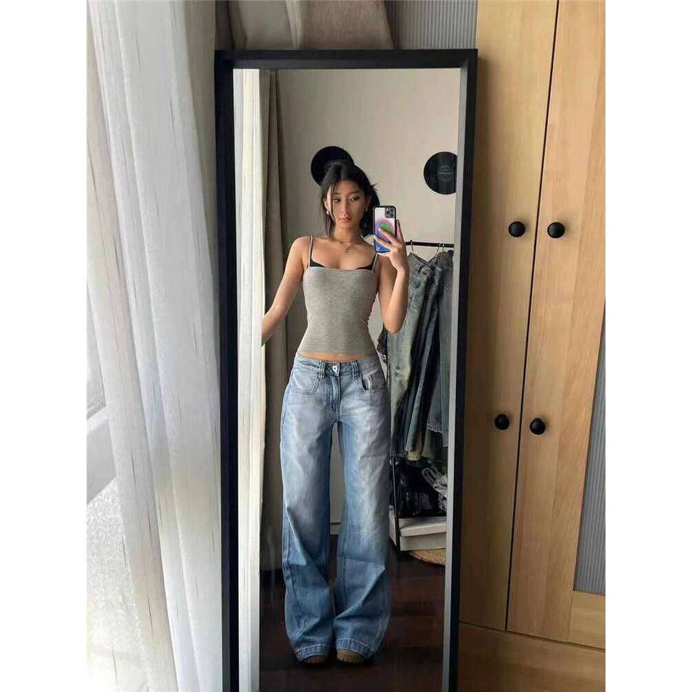 2025 Autumn Winter Women's Low Rise Vintage Denim Pants Y2K 2000s Baggy Jean Japanese Harajuku Wide Fit Jeans Korean New X251224