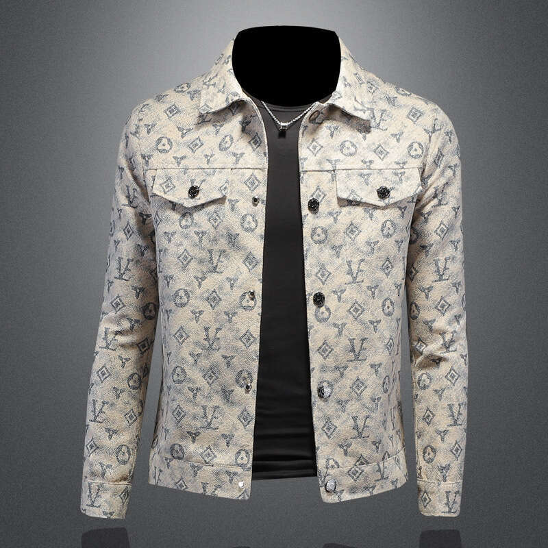 New Arrival Men's Plaid Jacquard Denim Jacket Hip-hop Cowboy Overcoat Luxury Plus Size 5XL