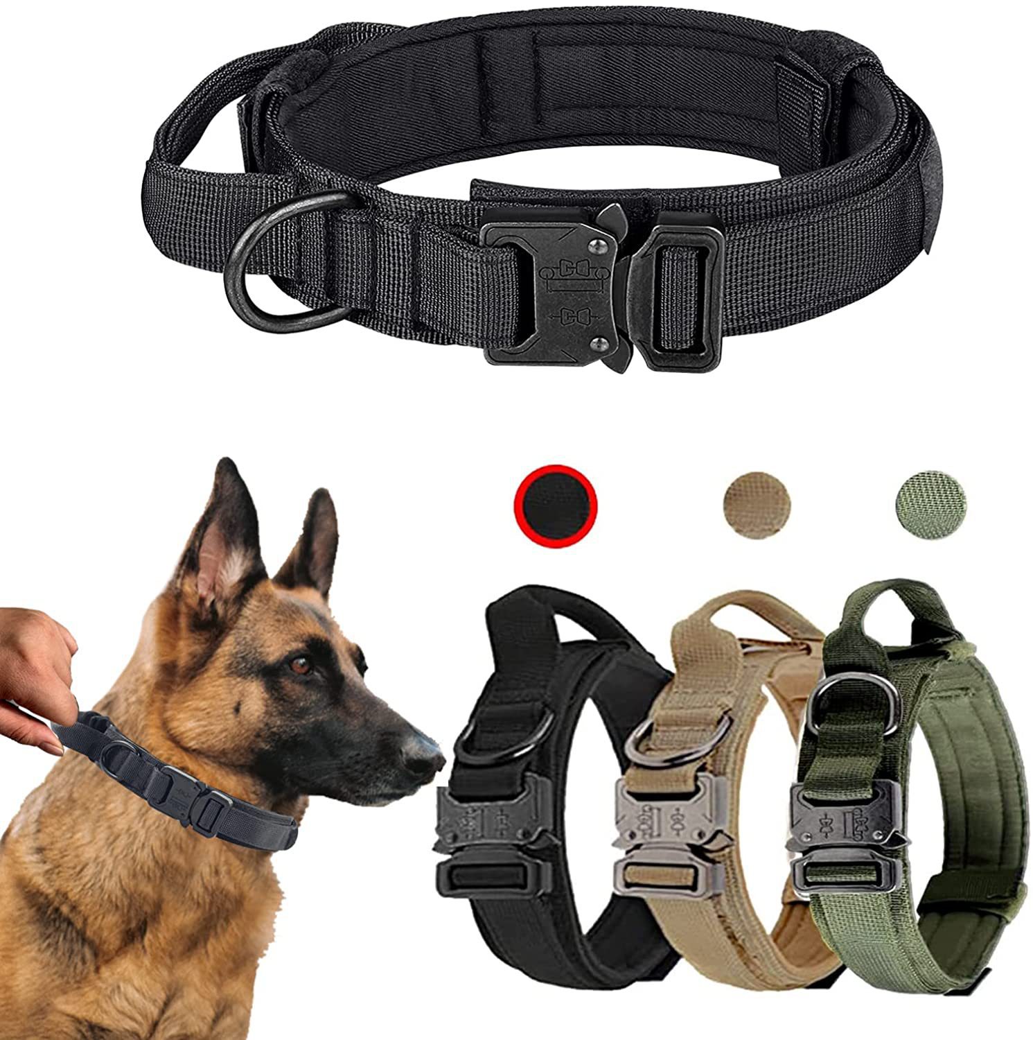 Adjustable Tactical Dog Harness No Pull Leash for Large Dogs Outdoor Training Nylon Collar Heavy Duty