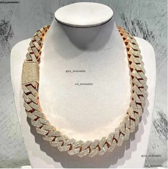 Heavy Thick Necklace Chaines 20mm Big Stone Cuban Link Chain Gra Iced Out VVS Moissanite 925 Silver Hip Hop Jewelry for Men