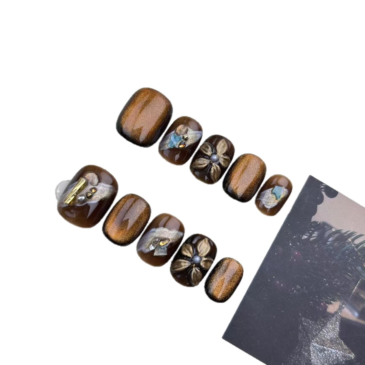 pure handworn armor metal carving contrasting colors personalized design advanced whitening ins cats eye