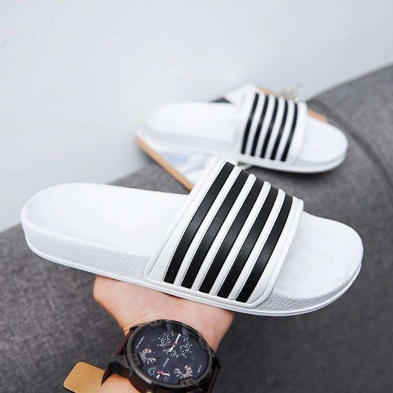 Men's Summer Fashion Outdoor Couple Striped Thick Non-Slip Slide Sandals Ins Trend Bathroom Soft Sole Cool Slippers
