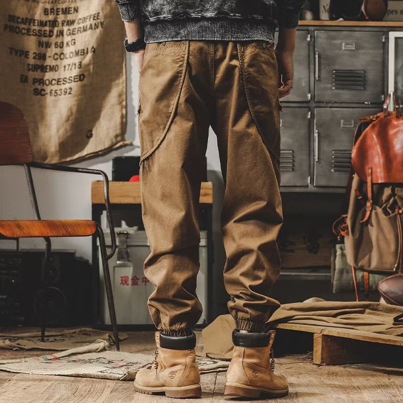 American Heavyweight Cargo Pants for Men, 2025 Fall & Winter New Style, Oversized Trendy Casual Pants, Streetwear Cuffed Trousers