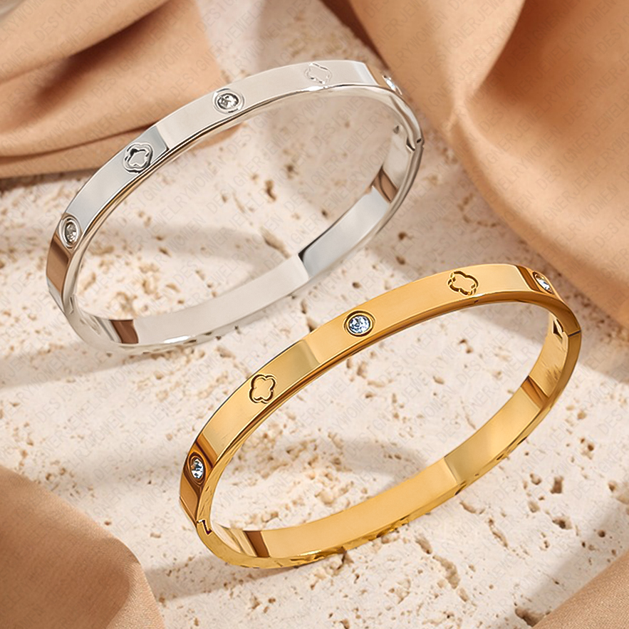 Designer Bracelet for Women Diamond Bangle 18K Gold Plated Bangles Luxury Jewlery Designer for Women Sparkling Elegant Gift Premium