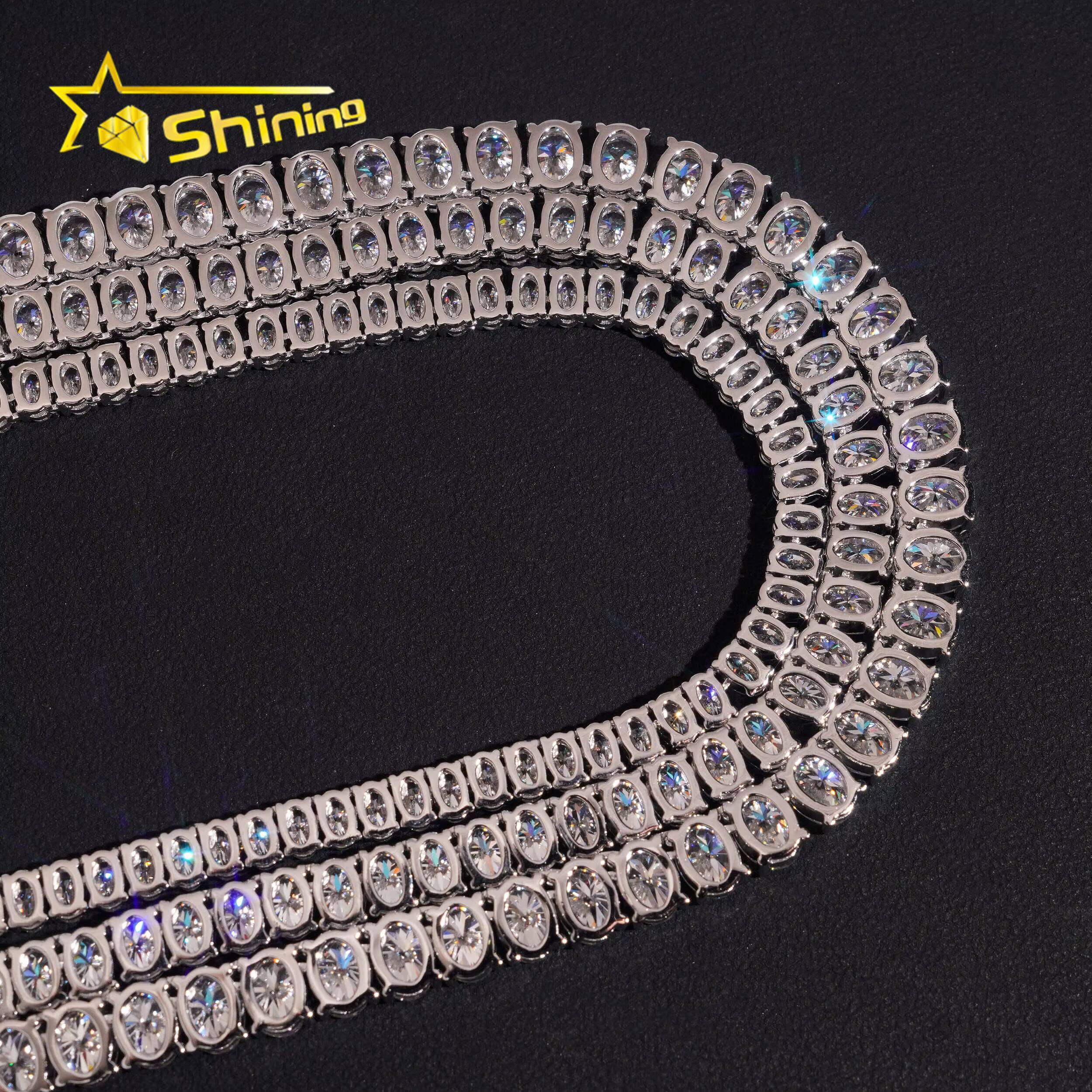 Fashion Jewelry Bling Shining Necklace Hip Hop Jewelry Iced Out Oval Cut Moissanite VVS Diamond Tennis Chain