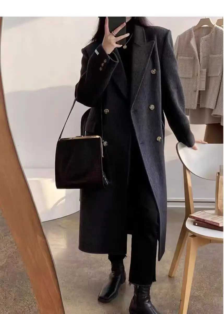Fashion Double-Sided Wool Coat Womens Autumn And Winter New Style Suit Collar High-End Mid Length JacketT251224