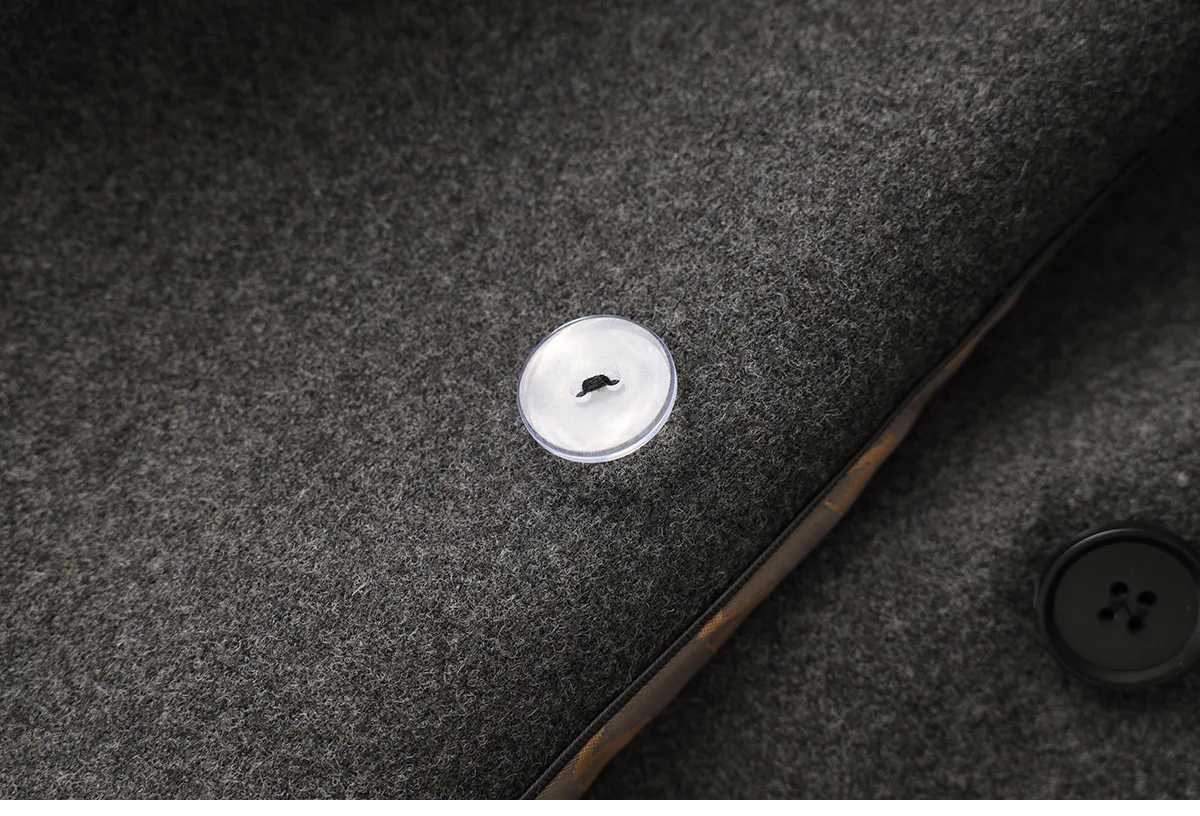 Dark Grey Womens Turn-Down Collar Double-faced Woolen Coat Autumn Winter Loose Casual Mid-Length Straight Overcoat With BeltT251224