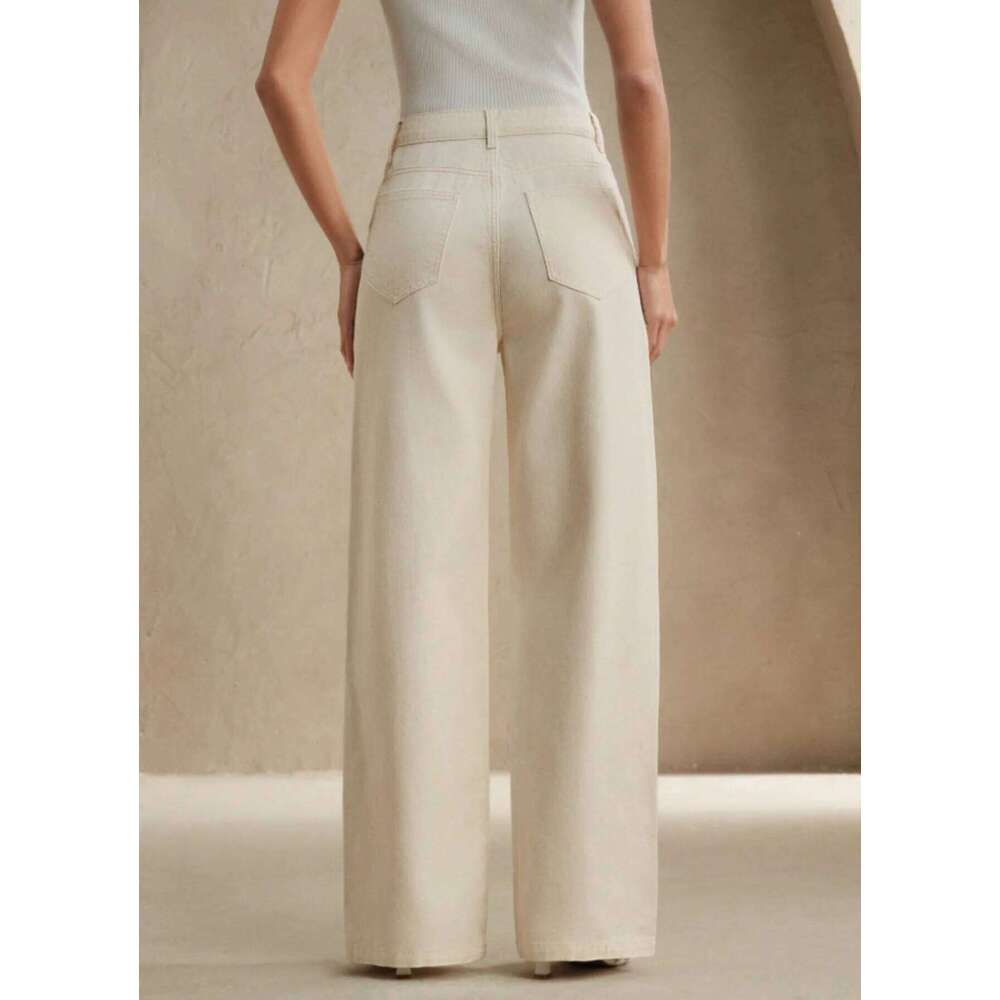 2025 autumn new style white women's wide-leg jeans with colorful diamond design loose fit slimming effect and good draping qua X251224