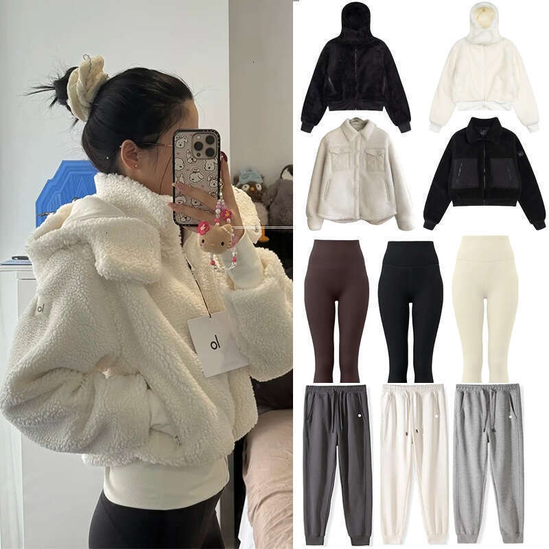 New Top Alonessitys Sets Jacket Women Clothes Leggings Pant Sets Fleece Coat Thick Warm Yoga Gym High Waist Women Leggings Alonessitys Jackets Vuori Women Set EX