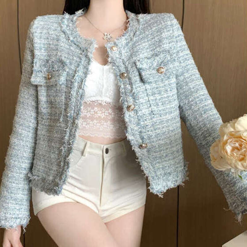 Short Coat Womens Tweed Style Designer Luxury Spring Autumn Lined Stylish New French Style Elegant Socialite High-end
