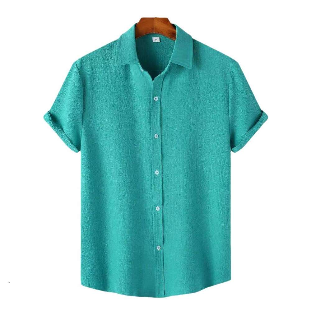 Clothing Summer New Short Sleeved Solid Color Men's Shirt Tops