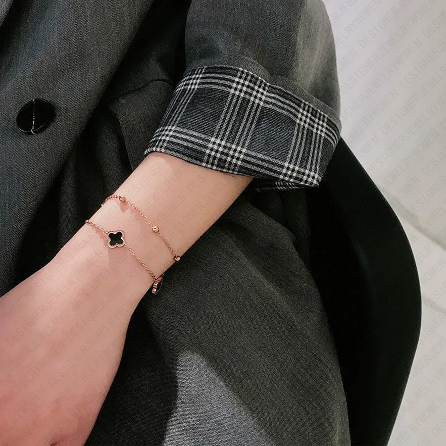 Designer Bracelet for Women Stainless Steel 18K Gold Plated Bangle Double Layer Floral Bangles Luxury Jewlery Designer for Women Sparkling Elegant Gif