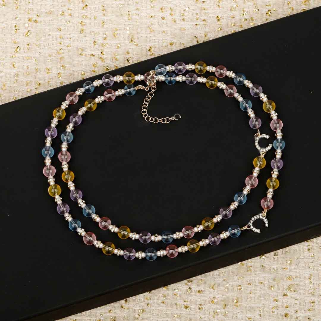 2026 Luxury quality charm long chain pendant necklace with colorful design in 18k gold plated short shape design have stamp Bracelet PS6246B