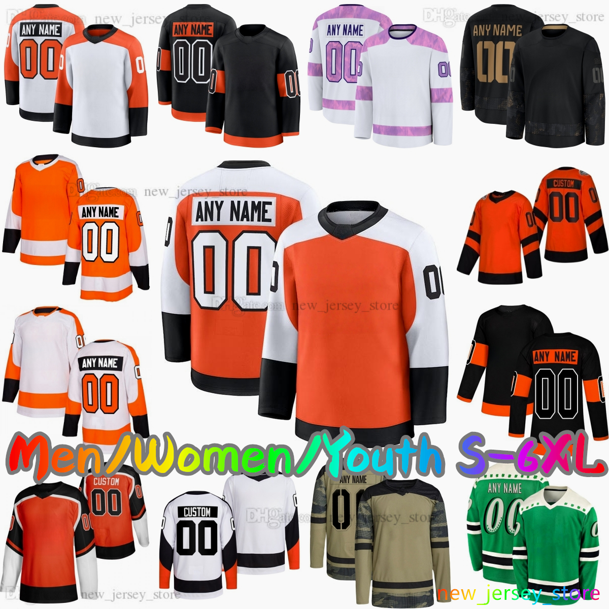 2025-26 Custom S-6XL 46 Trevor Zegras Ice Hockey Jersey 39 Matvey Michkov 14 Sean Couturier 11 Travis Konecny 44 Nicolas Deslauriers 74 Owen Tippett Stitched Jerseys