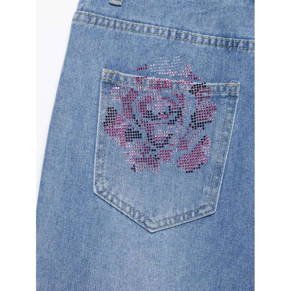 2025 new summer women's clothing casual simple fashion versatile comfortable rhinestones mid-waist loose jeans X251224