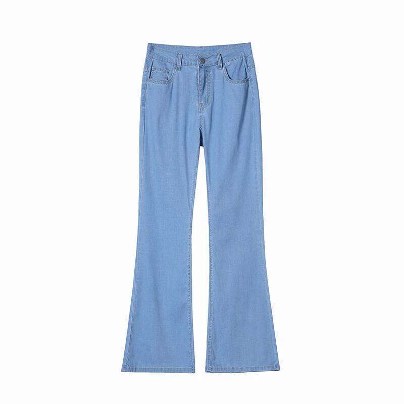 Lyocell Flared Jeans Woman High Waist Slim Stretch Denim Women Tight Pant Korean Street Style Casual Trousers Plus Length X251224