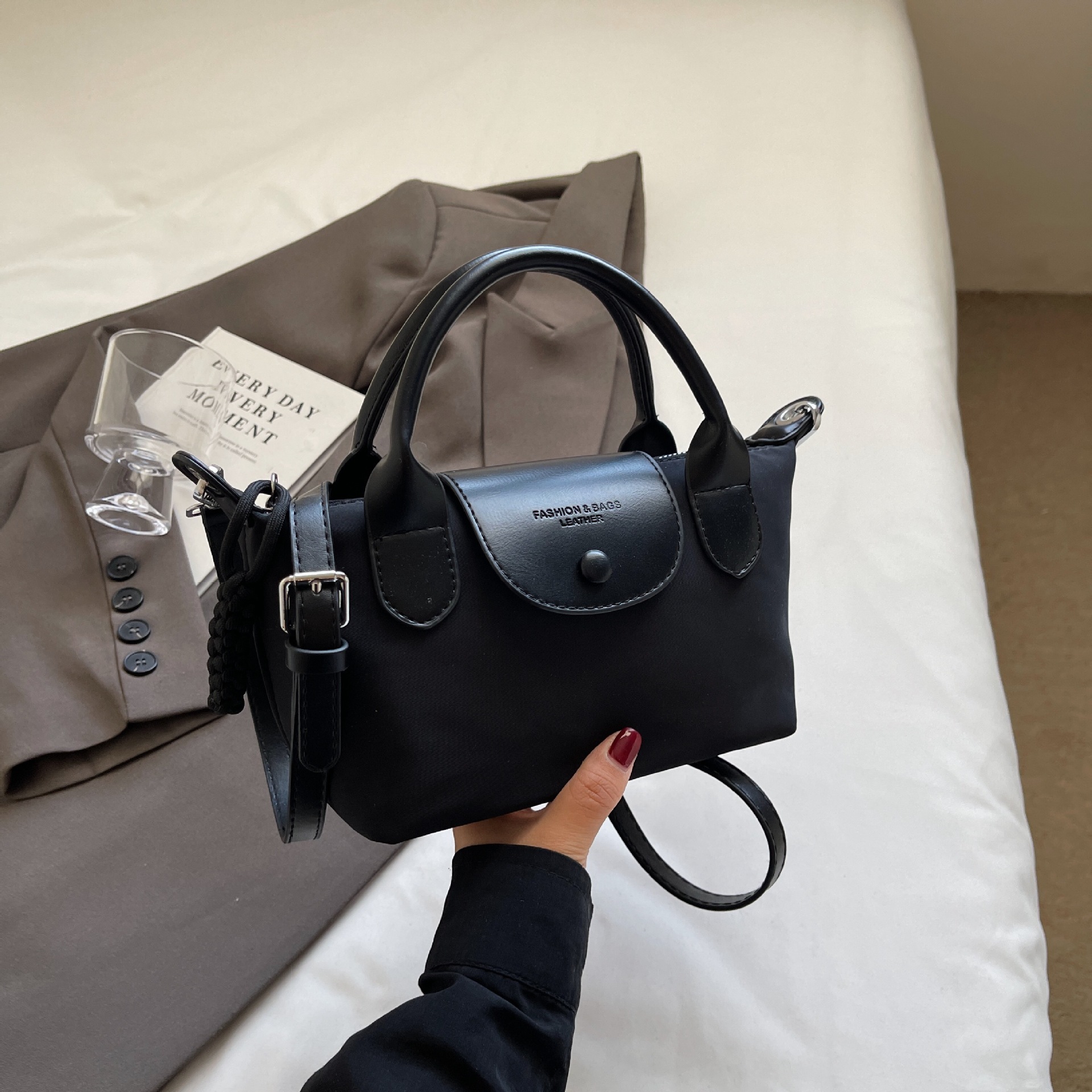 Free shipping multi-color mini tote bags durable lightweight fabric adjustable detachable strap roomy interior versatile daily wear practical small ha