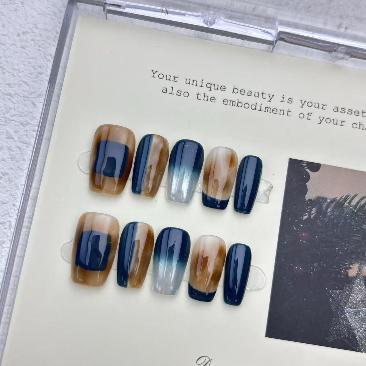 original light luxury ins caramel cool color smudge French gradual change explosion white handmade armor