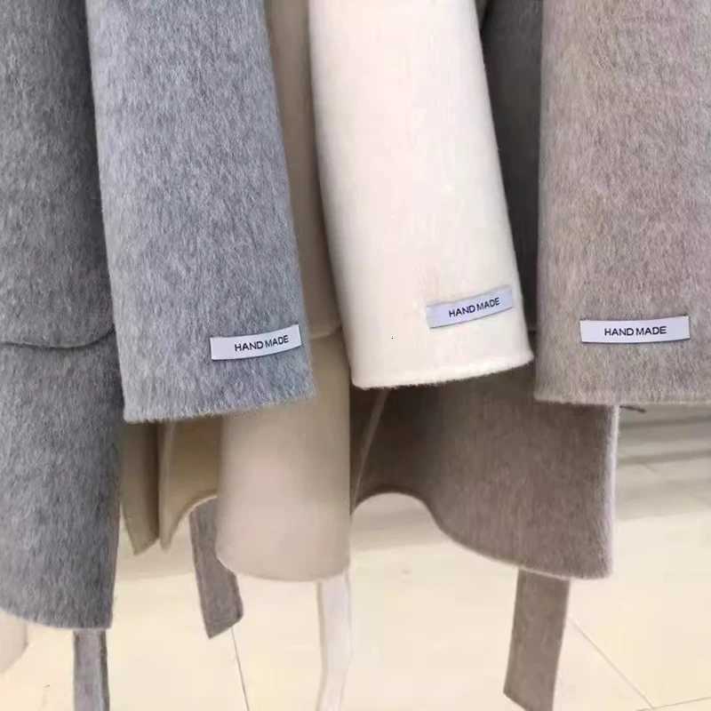 Hooded Medium-length Double Sided 100Wool Coat Women Korean Fashion Loose Winter Jacket 2025T251224