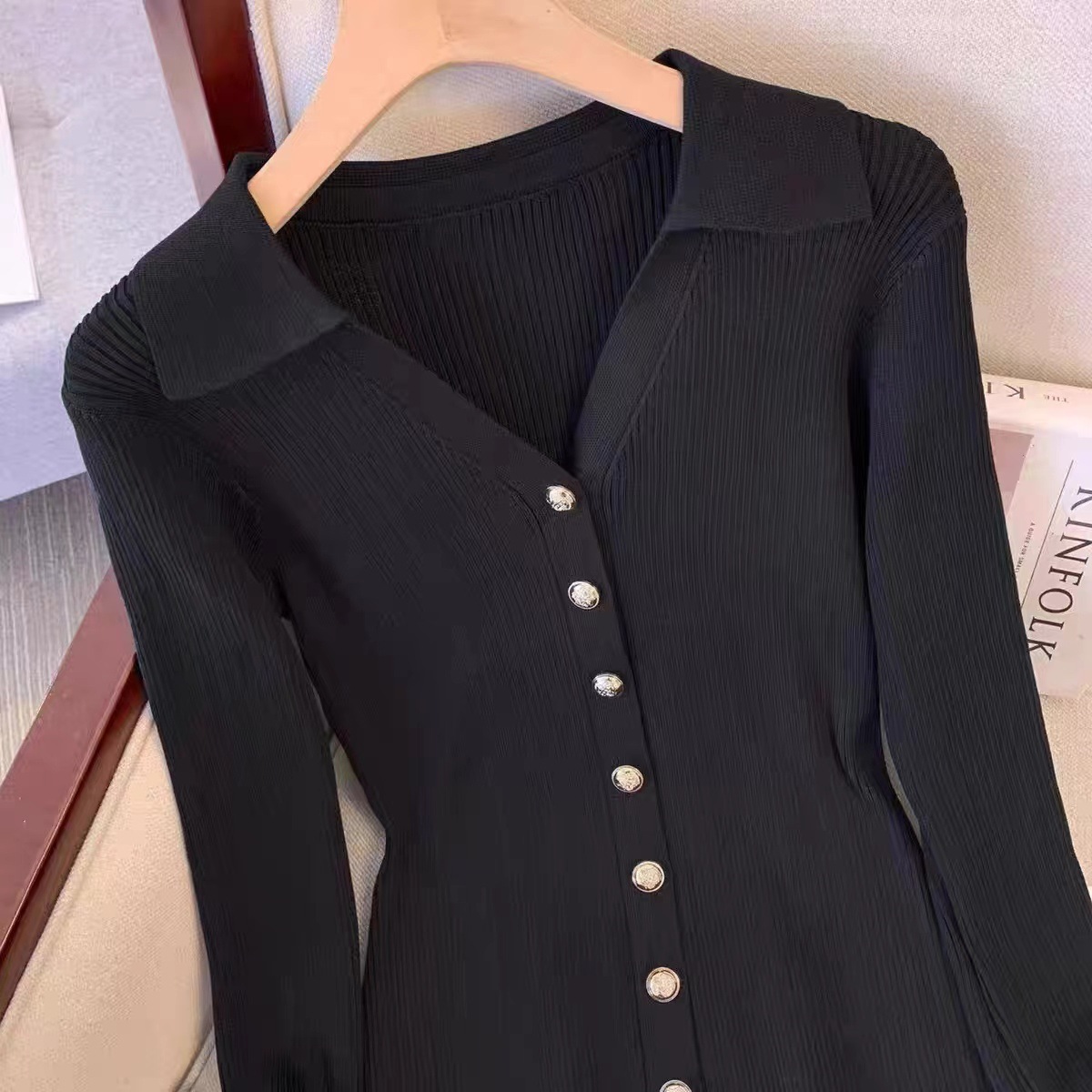 Casual Dresses luxury 2026 Spring Pink French style Old-fashioned clothing Long-sleeved knitted dress Women's V-neck Dress Short one-piece outfit