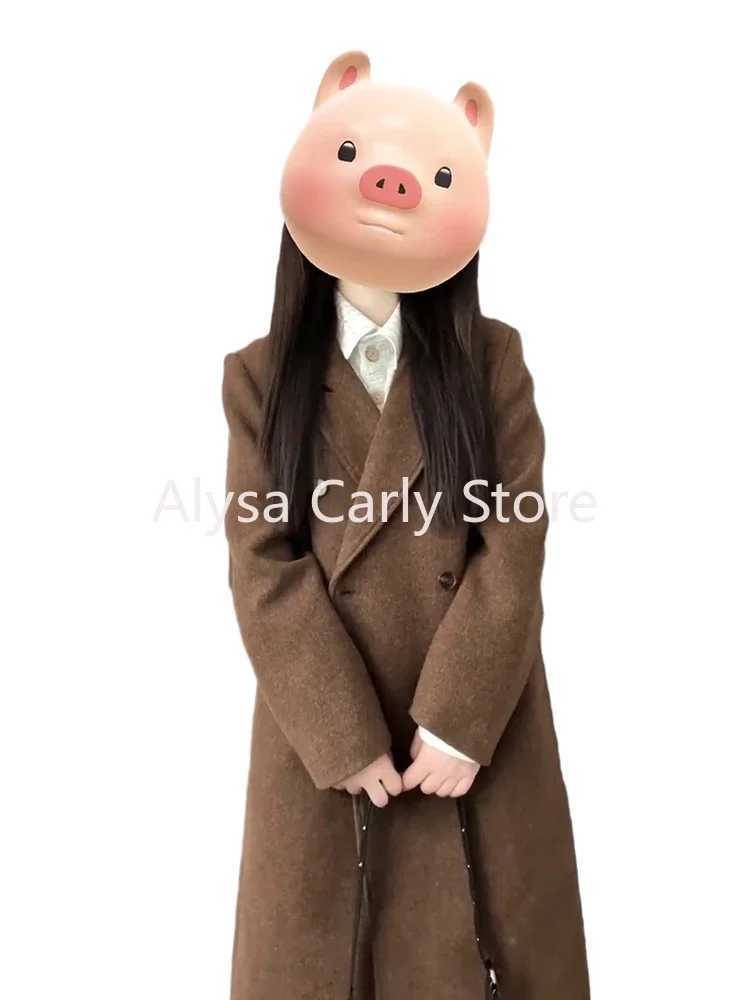2023 Winter Korean Long Woollen Cost Women Double Breasted Chic Casual Loose Trench Jacket Female Fashion Outerwear Blazers CoatT251224