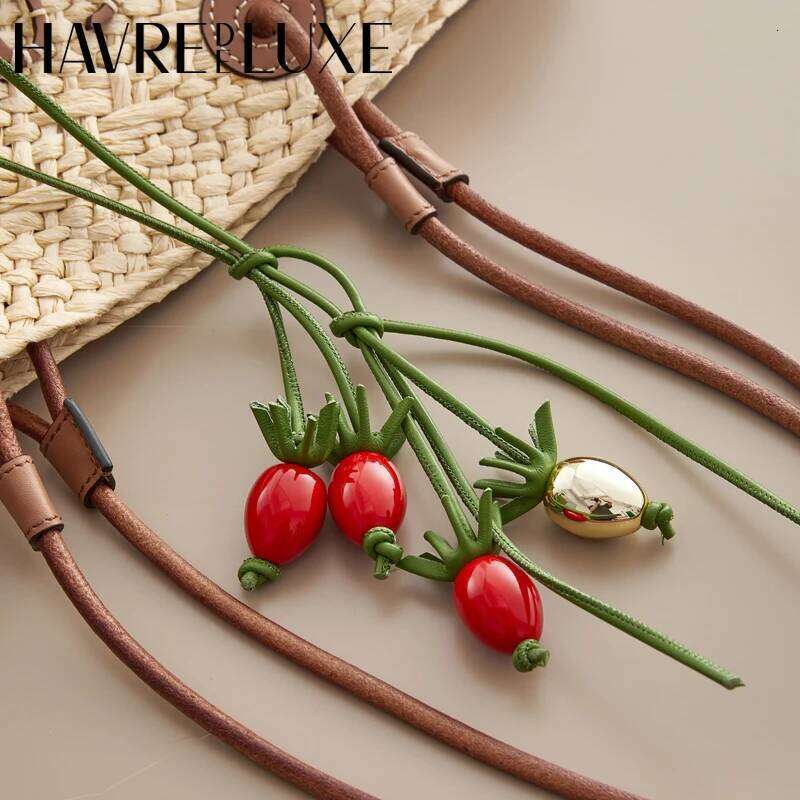Cowhide tomato string charm exquisite woman all-match cute backpack pendant bag accessories X251224