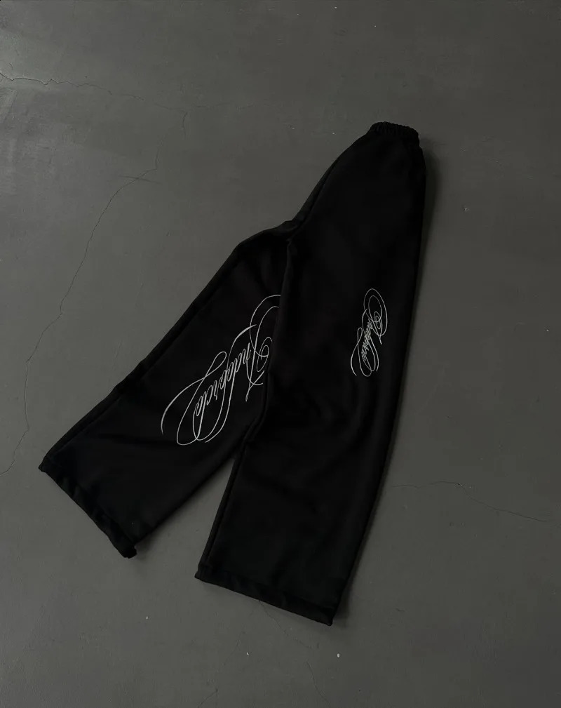 Y2k Retro American Casual Gray Sweatpants Women Hip-hop Trendy Streetwear Line Printing Oversized Straight Wide-leg Pants Men 251223