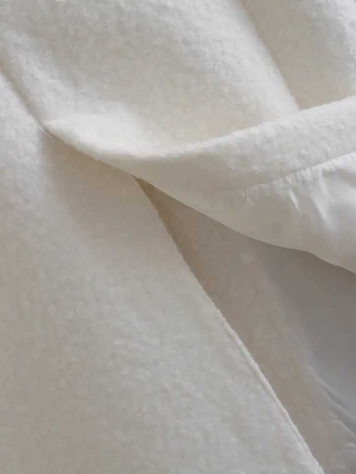 2025 Autumn Winter Women Solid White Woolen Long Cashmere Coat Fashion Blends Long Sleeve Single-Breasted Elegant OutwearT251224