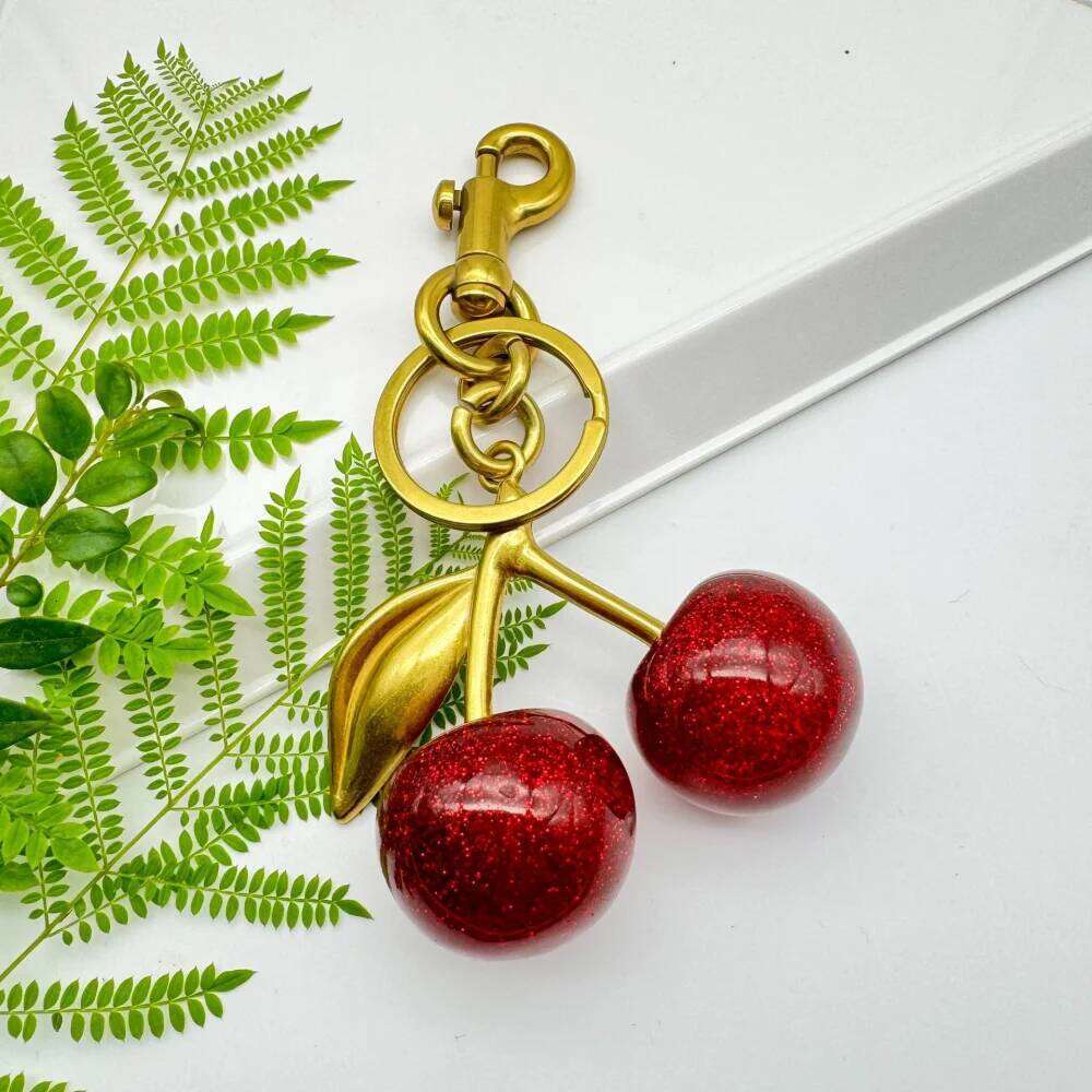 Trendy Red Cherry Pendant Keychain for Women Cute Bag Decorations Multifunctional Jewelry Car Key Accessories Charm Keyring Gift X251224