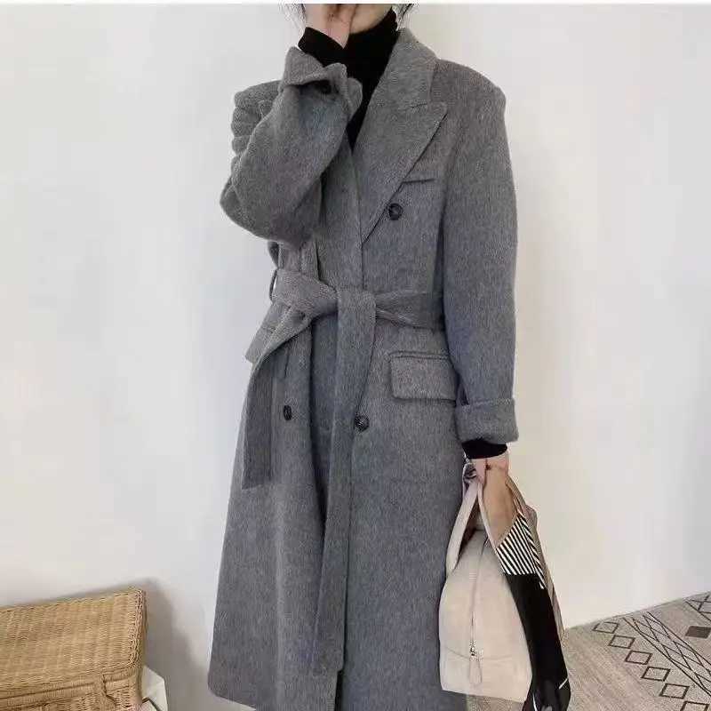 Fashion Double-Sided Wool Coat Womens Autumn And Winter New Style Suit Collar High-End Mid Length JacketT251224