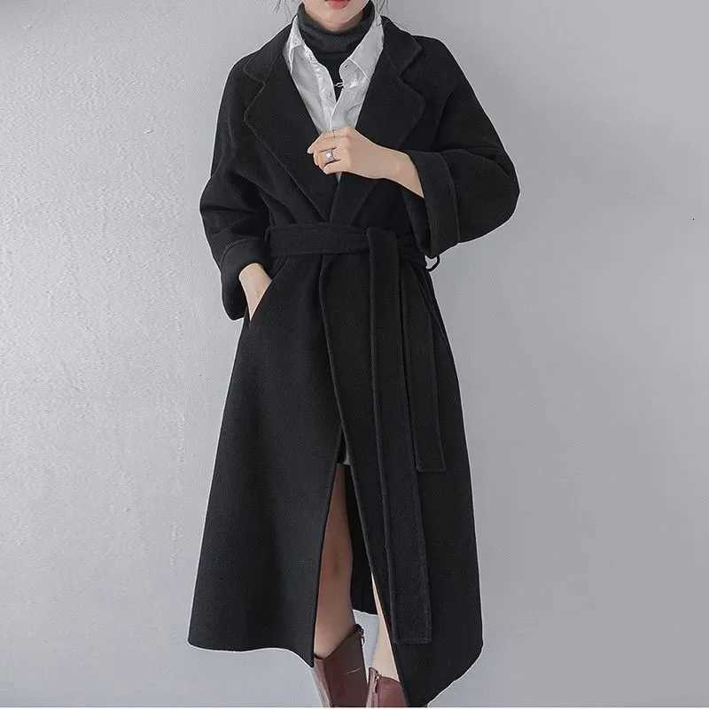 Mid to Long Length Meilad Double-sided Woolen Coat for Autumn and Winter Womens High-end Fashion Short Woolen CoatT251224