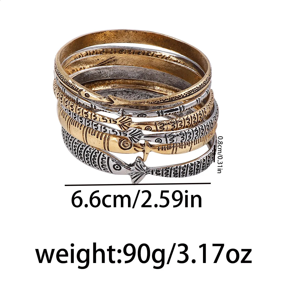 ZAA Vintage Women Jewelry High Quality Layered Fish Shape Bangle Bracelet Trend Summer Holiday Party Accessories Gifts 251219