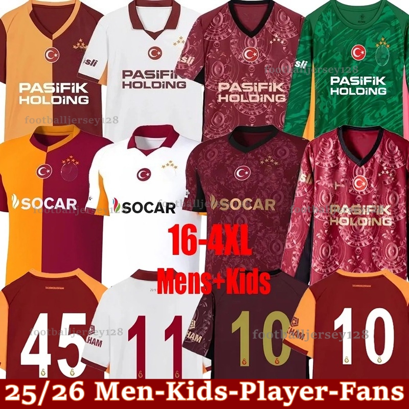 25 26 Galatasaray Soccer Jerseys Players fans ICARDI ZANIOLI BAKAMBU MERTENS ZAHA AKGUN AKTURKOGLU 100th Anniversary 2025 2026 men kids kit Football Shirt