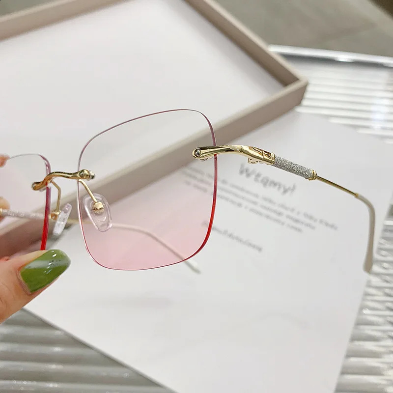 Rimless glasses without makeup pure desire large frame blush glasses flat glasses 251223