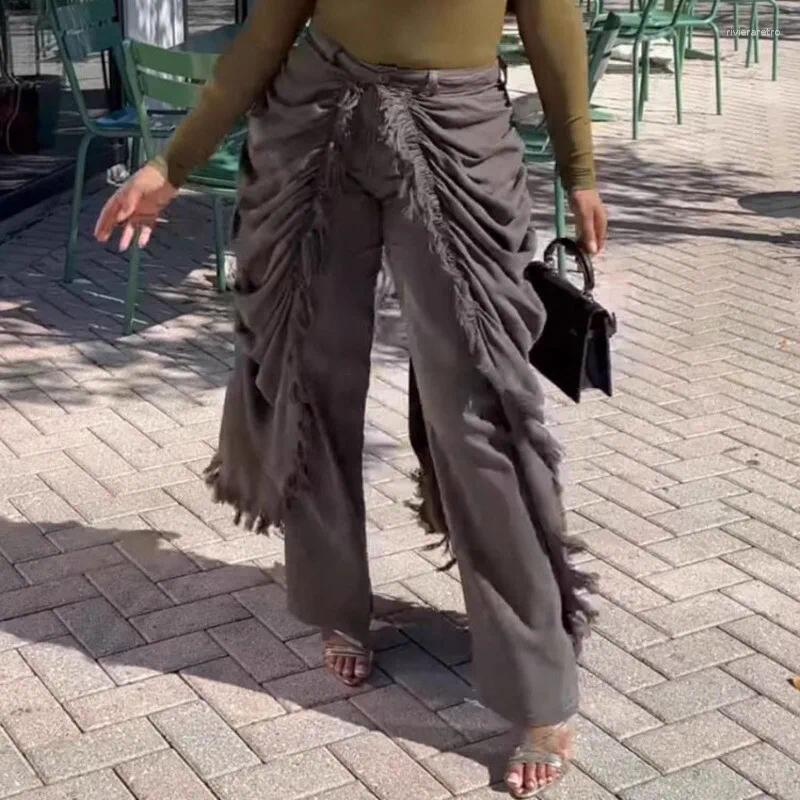 Women's Jeans WTHT Trendy Women Wrinkled Burr Edge Design Straight 2025 Winter Fashion High Waist Casual Denim Pants Female 1LS2770 Z260313