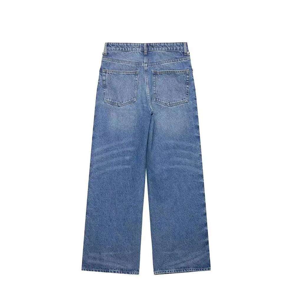 HH Street Fashion Straight With Metal Rivets High Waist Loose Wide-leg Jeans For Women Autumn Versatile Pants Vintage Bottom X251224